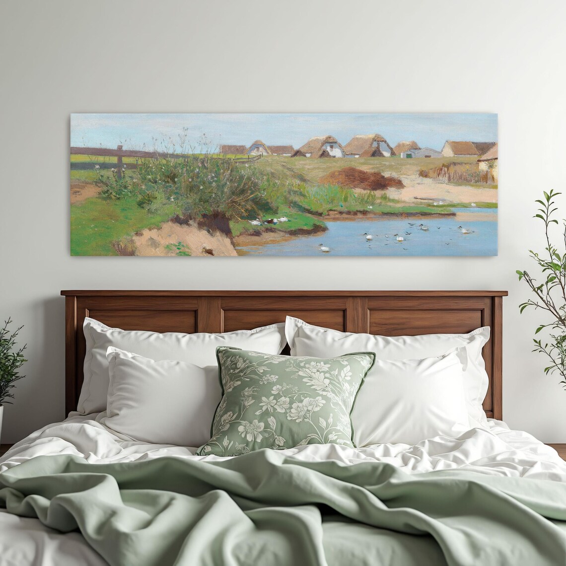 Village Cottages Along a Quiet River With Swimming Ducks Poster - Image 3