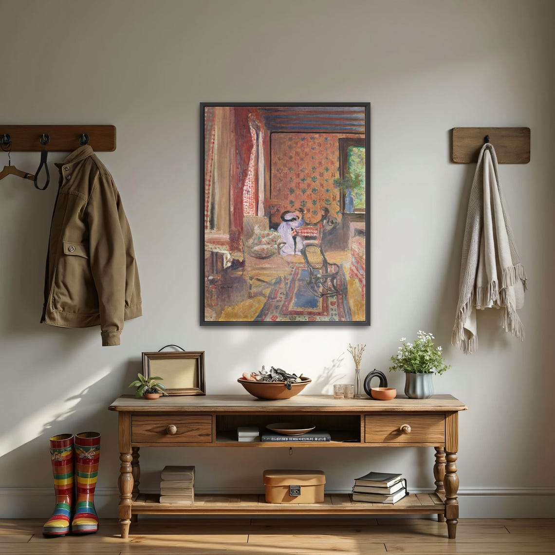 Two Women In Interior With Red Checkered Curtain Nabi Style Art Poster - Image 4