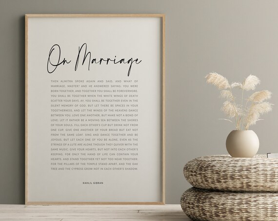 On Marriage by Kahlil Gibran, Wedding Gift Art Print