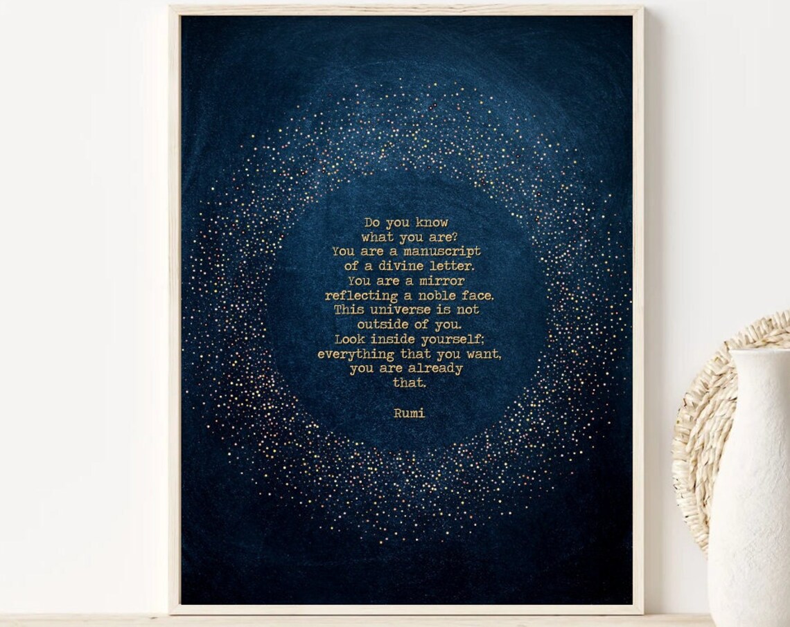 Rumi Poetry Art Print, Divine Universe Star Quote