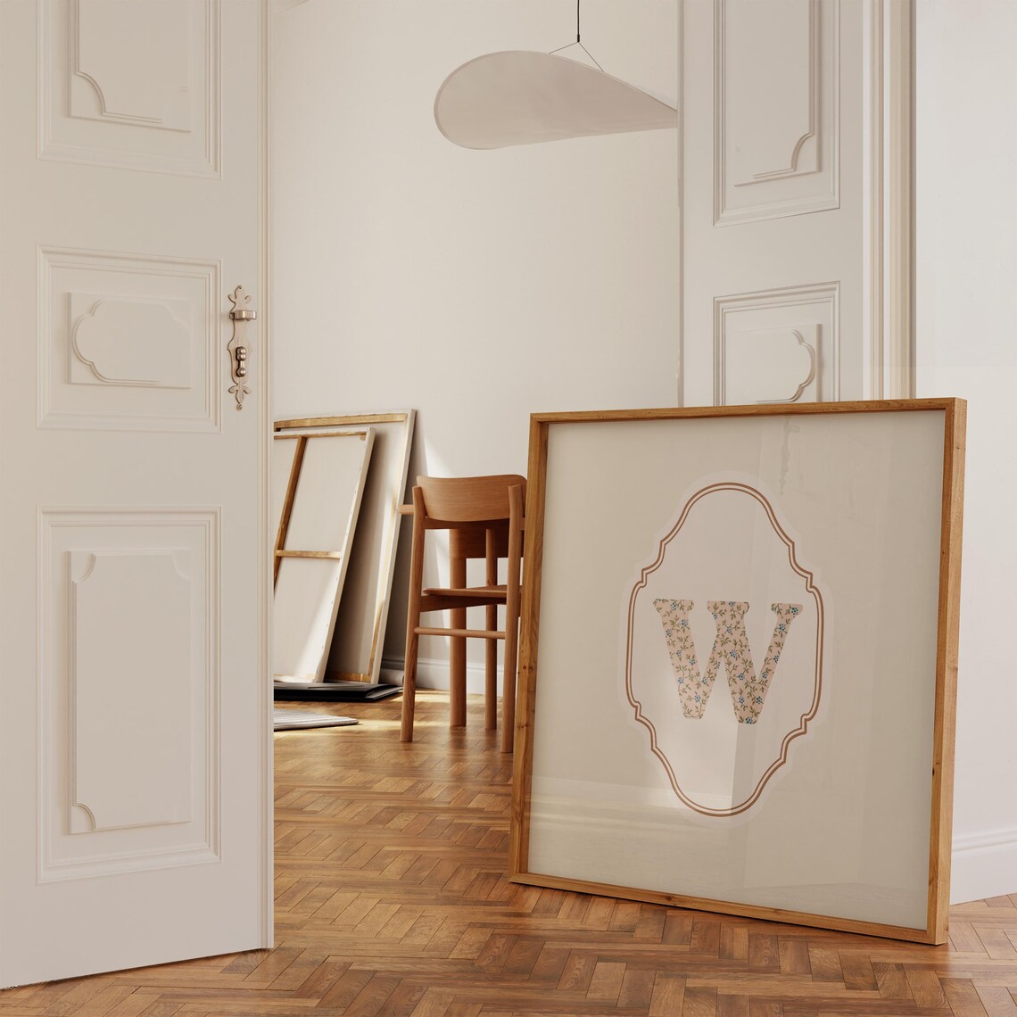 W Square Initial Personalized Gift, Watercolor Art Print - Image 3