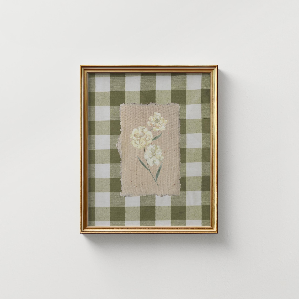Green Gingham Flower Print, Vintage Farmhouse Art Print - Image 2