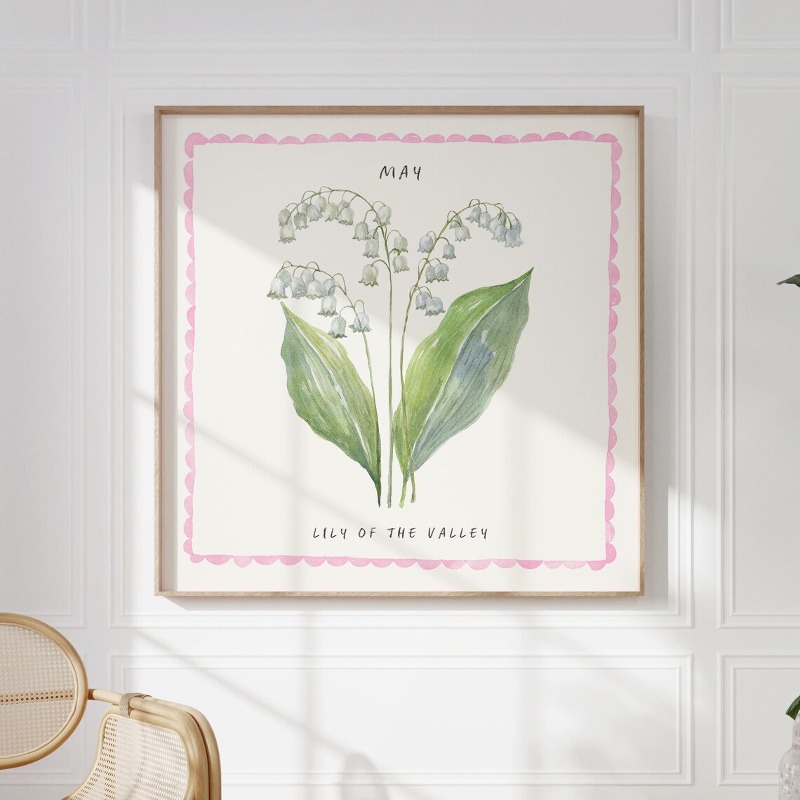 May Lily Of The Valley Birth Flower Watercolor Botanical Wall Art - Image 4