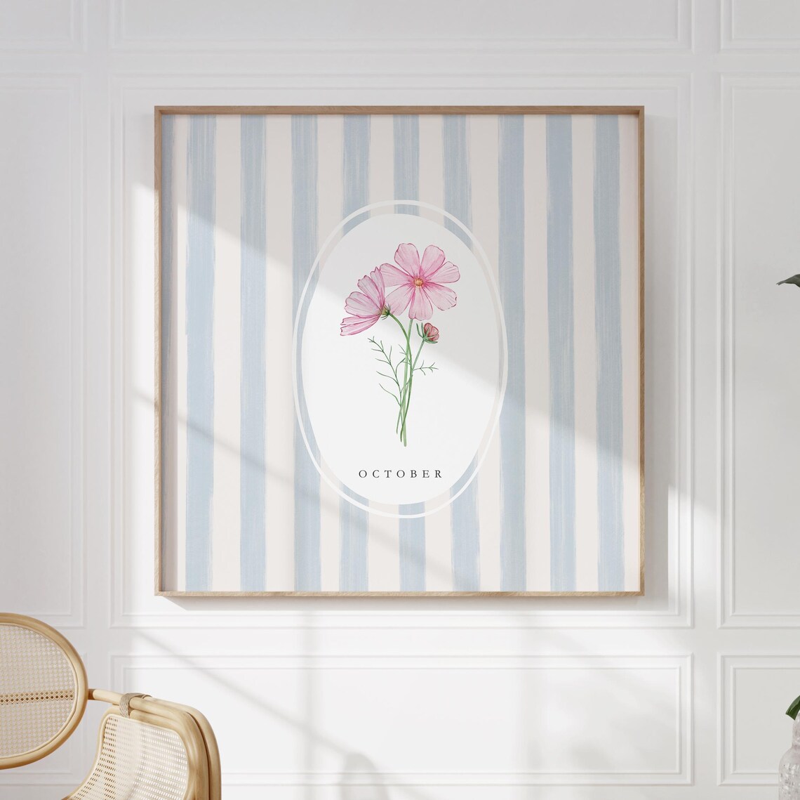 October Cosmos Birth Month Pink Watercolor Floral Art Poster - Image 3