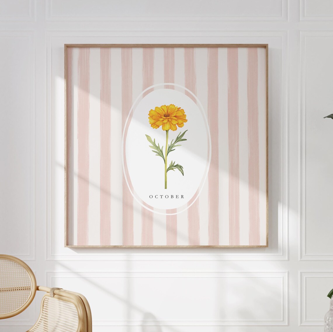 October Marigold Birth Month Yellow Watercolor Flower Poster - Image 3