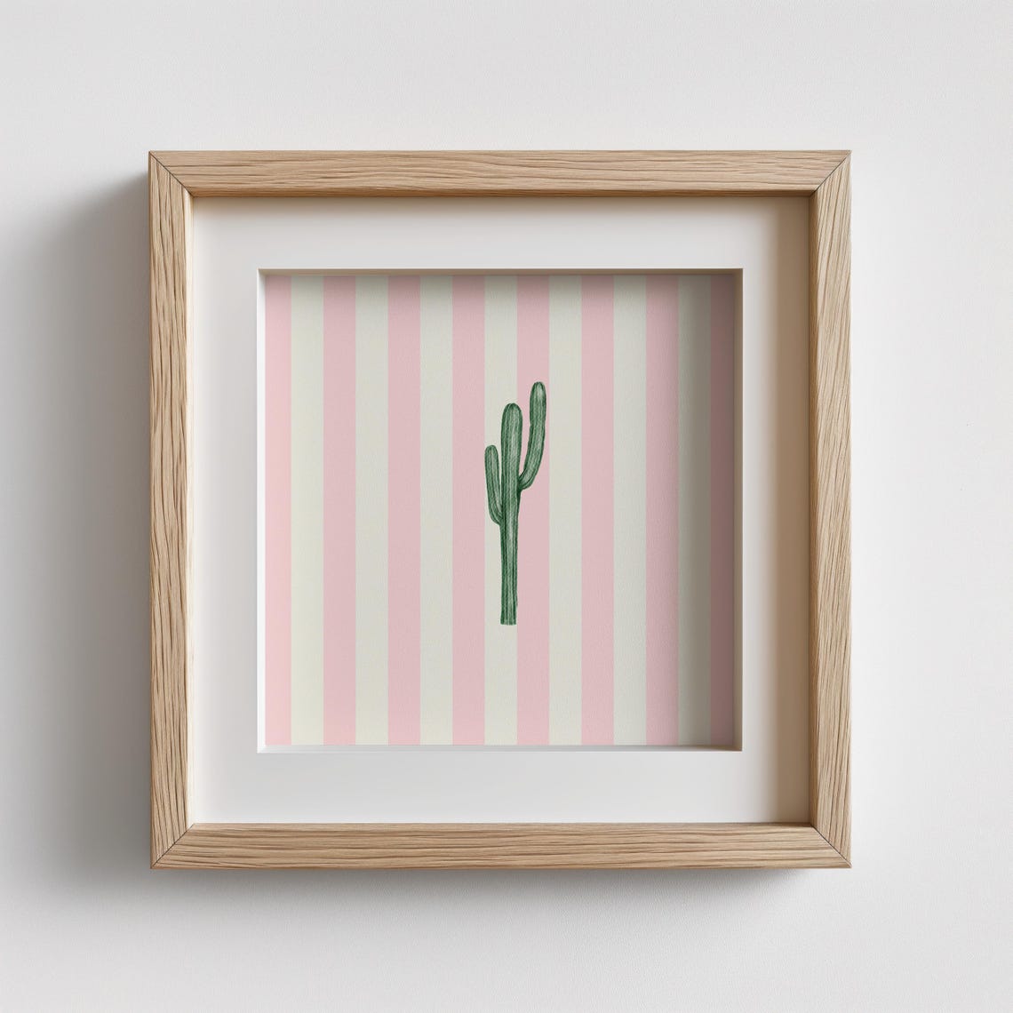 Saguaro Cactus Pink Striped Minimalist Desert Nursery Wall Poster - Image 4
