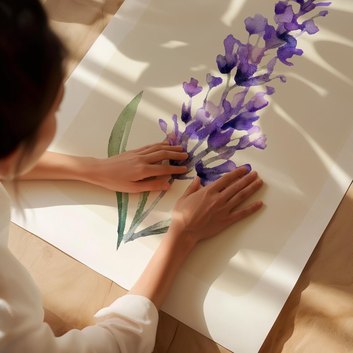 Purple Lavender Sprig Watercolor Minimalist French Botanical Print - Image 2