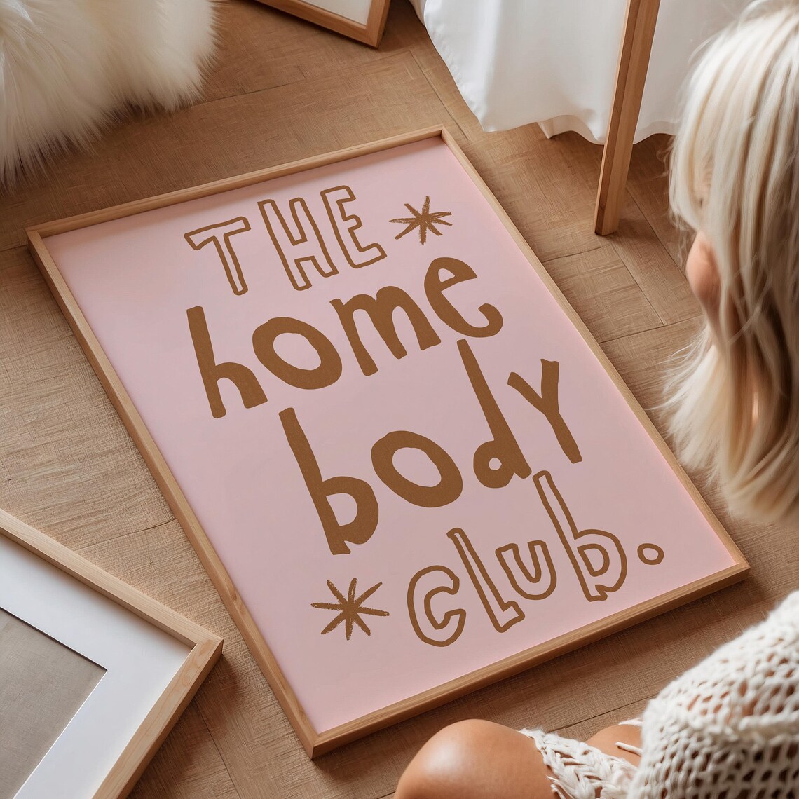 The Homebody Club Pink Brown Hand Lettered Quote Trendy Wall Art Print - Image 3