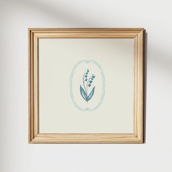 Minimal Sweet Floral Square Print Instant Wall Art Trendy Decor Illustration Living Room Art Nursery Decor