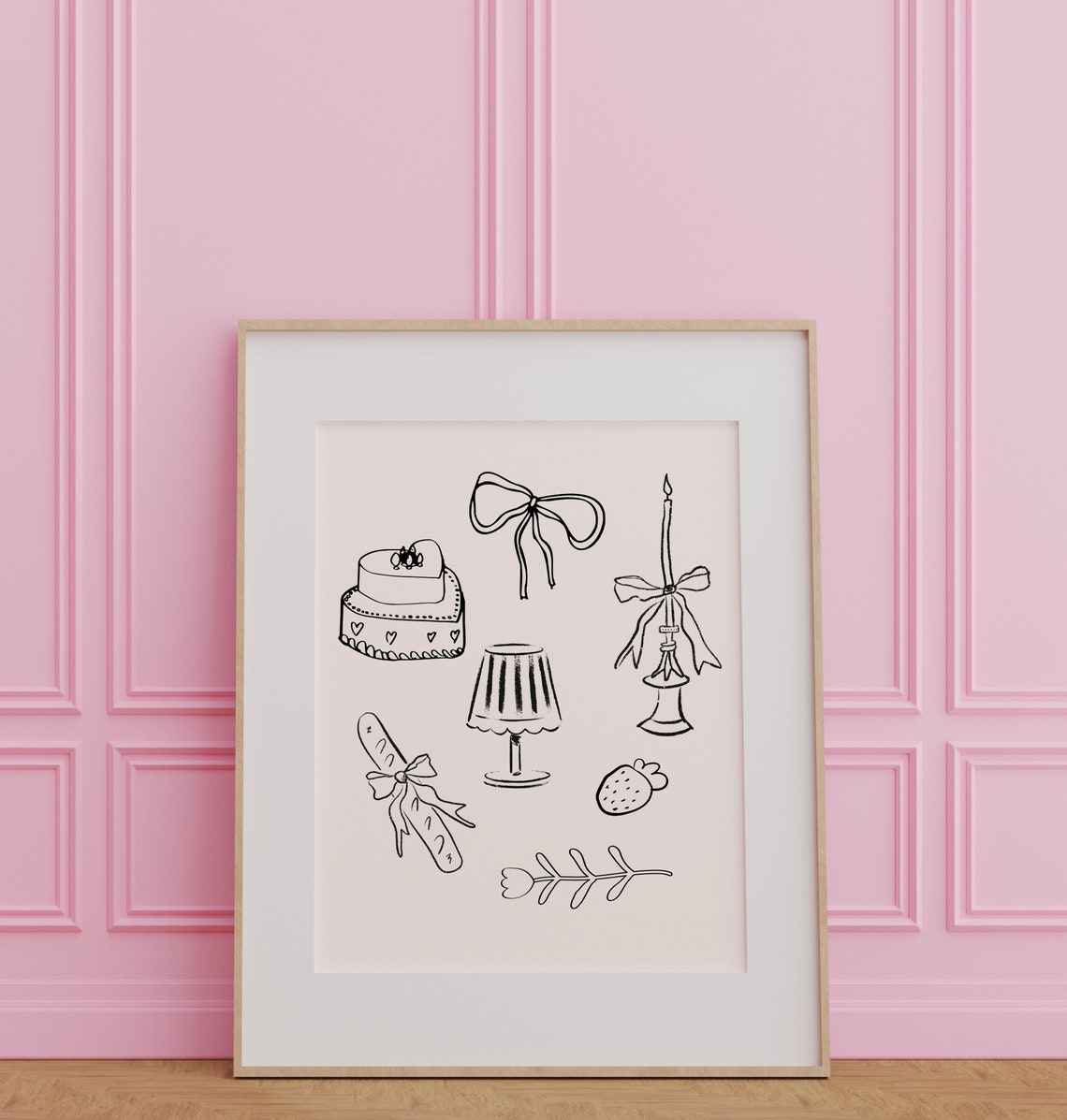 Whimsical Black Line Art Doodle Collage Cute Kitchen Art Poster - Image 2