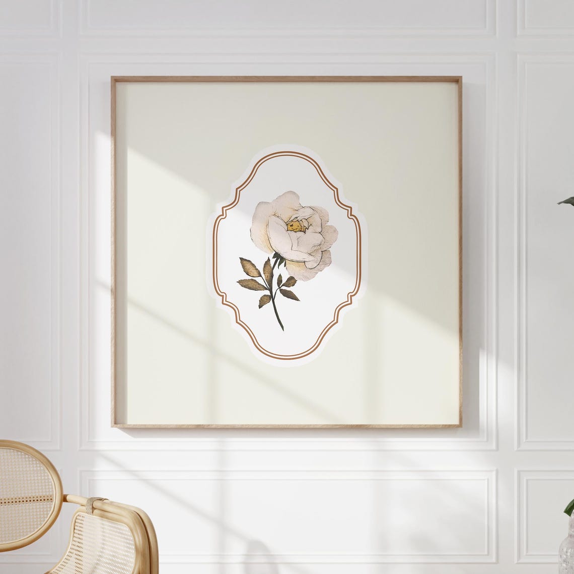 White Rose Vintage Botanical Copper Medallion Wall Art Print Poster - Image 5