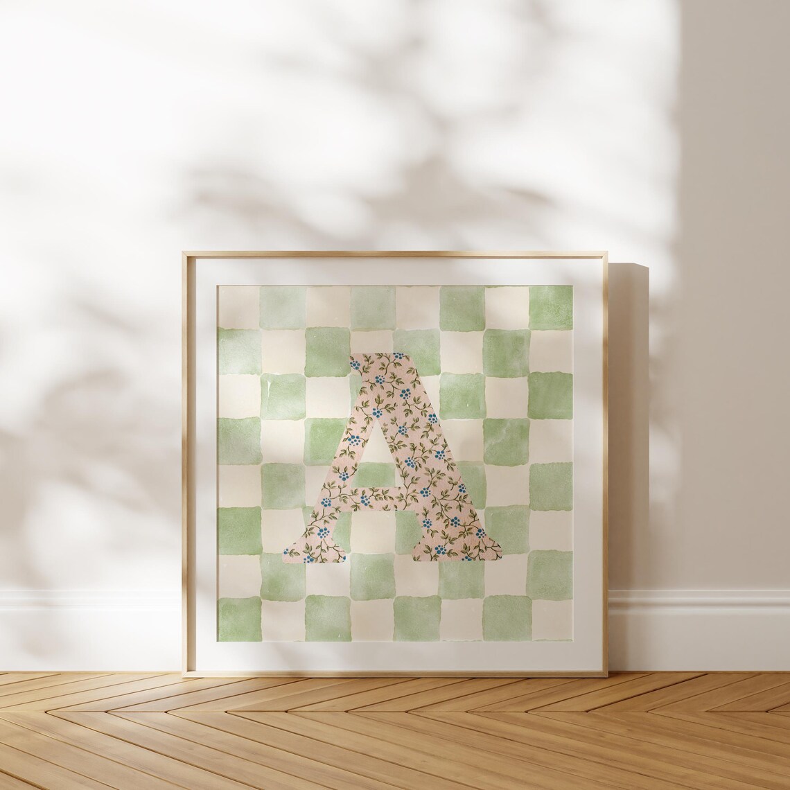 Square Initial Personalized Gift, Watercolor Art Print - Image 4