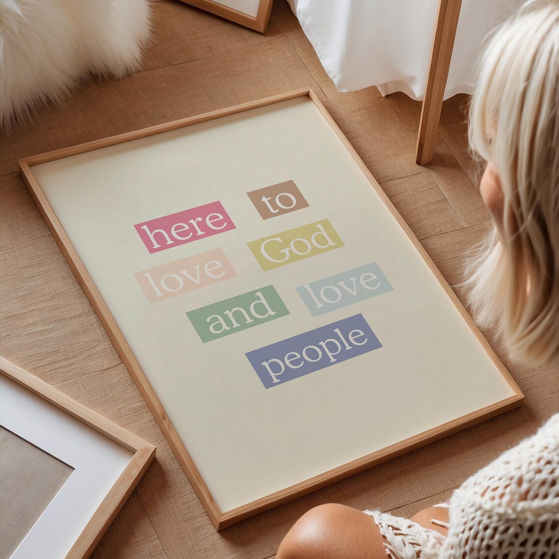 Love God Love People Nursery Affirmation Art Print - Image 3