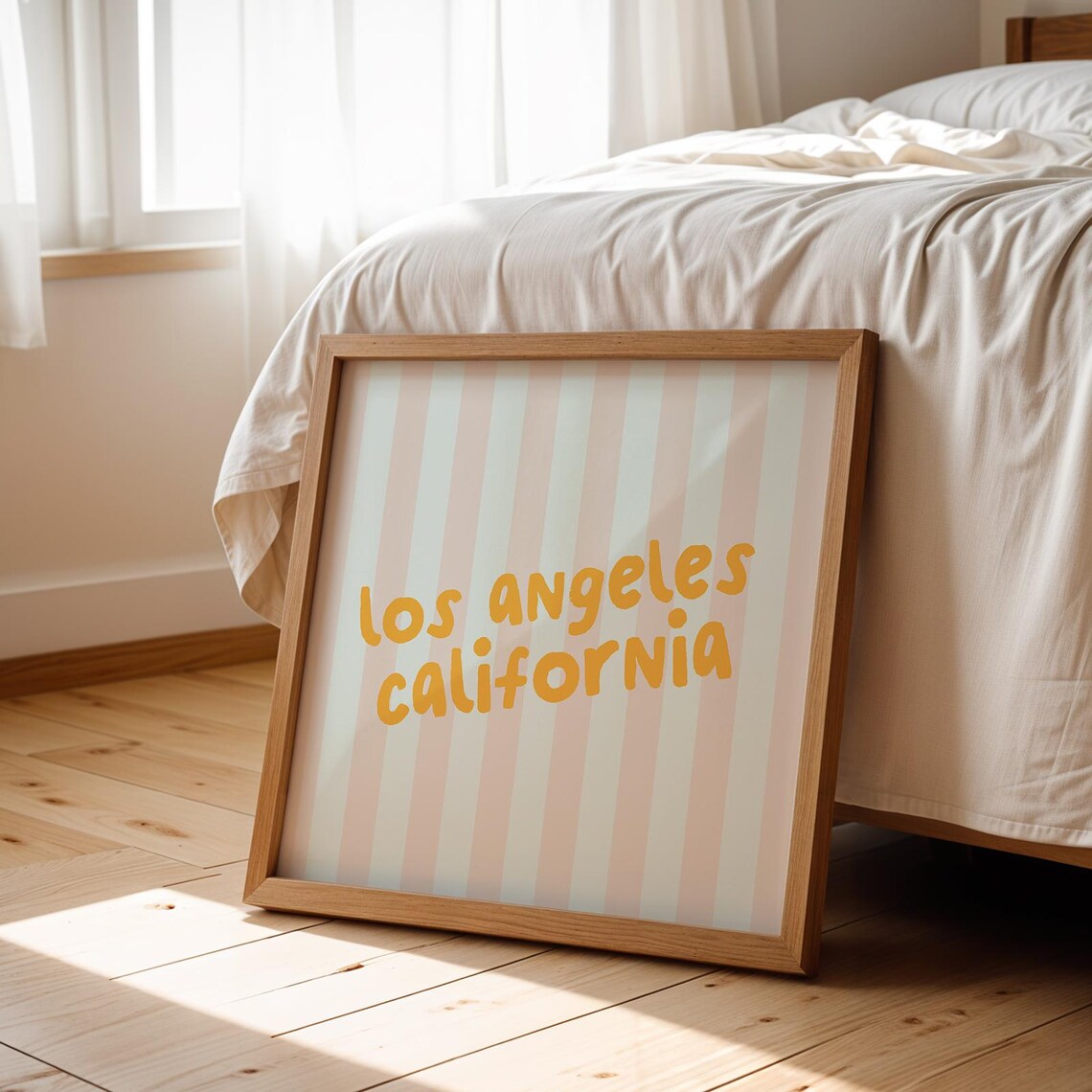 Los Angeles California Pink Striped Hand Lettered Retro Travel Poster - Image 3