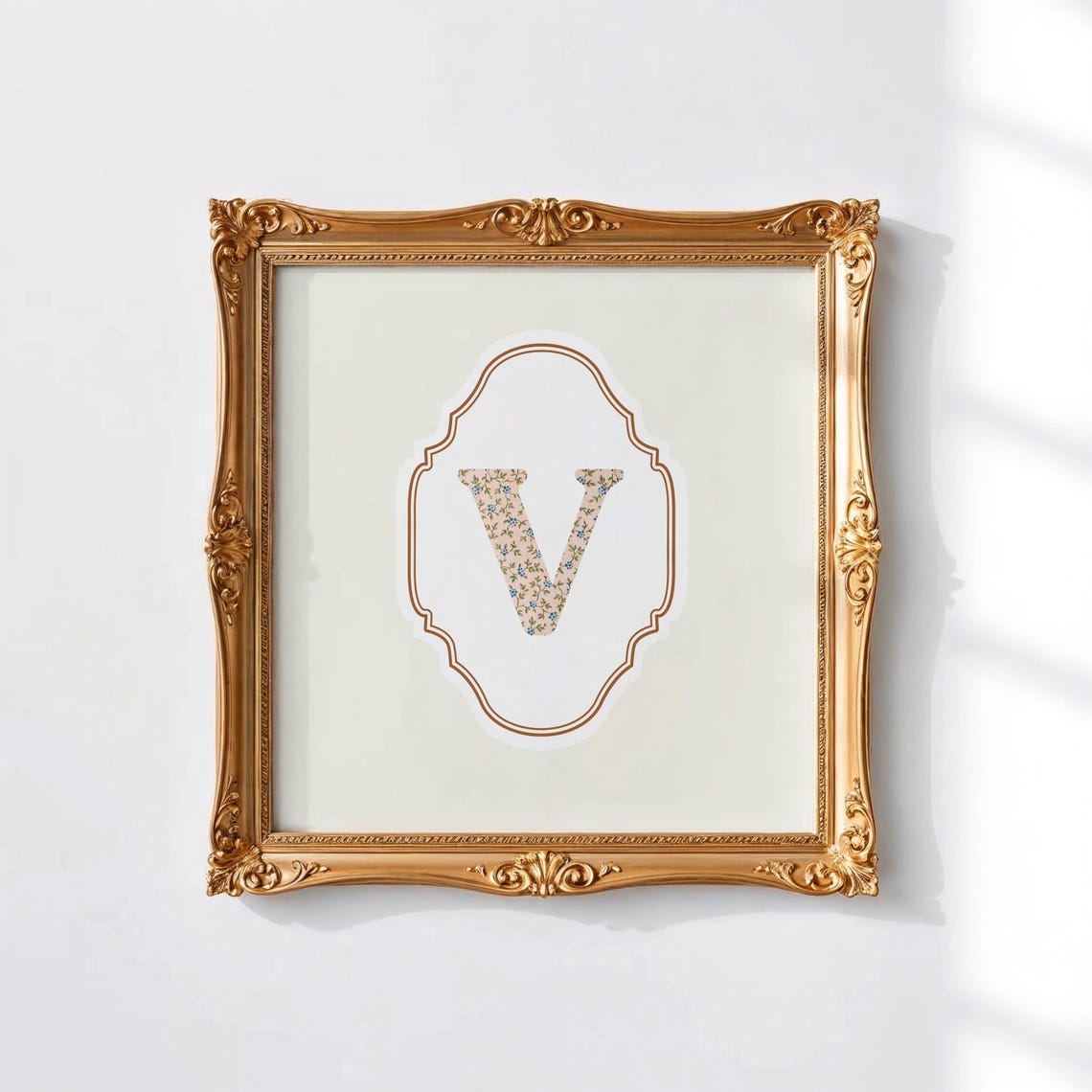 V Square Initial Print Personalized Gift Watercolor Art Gift Idea Art Print Print