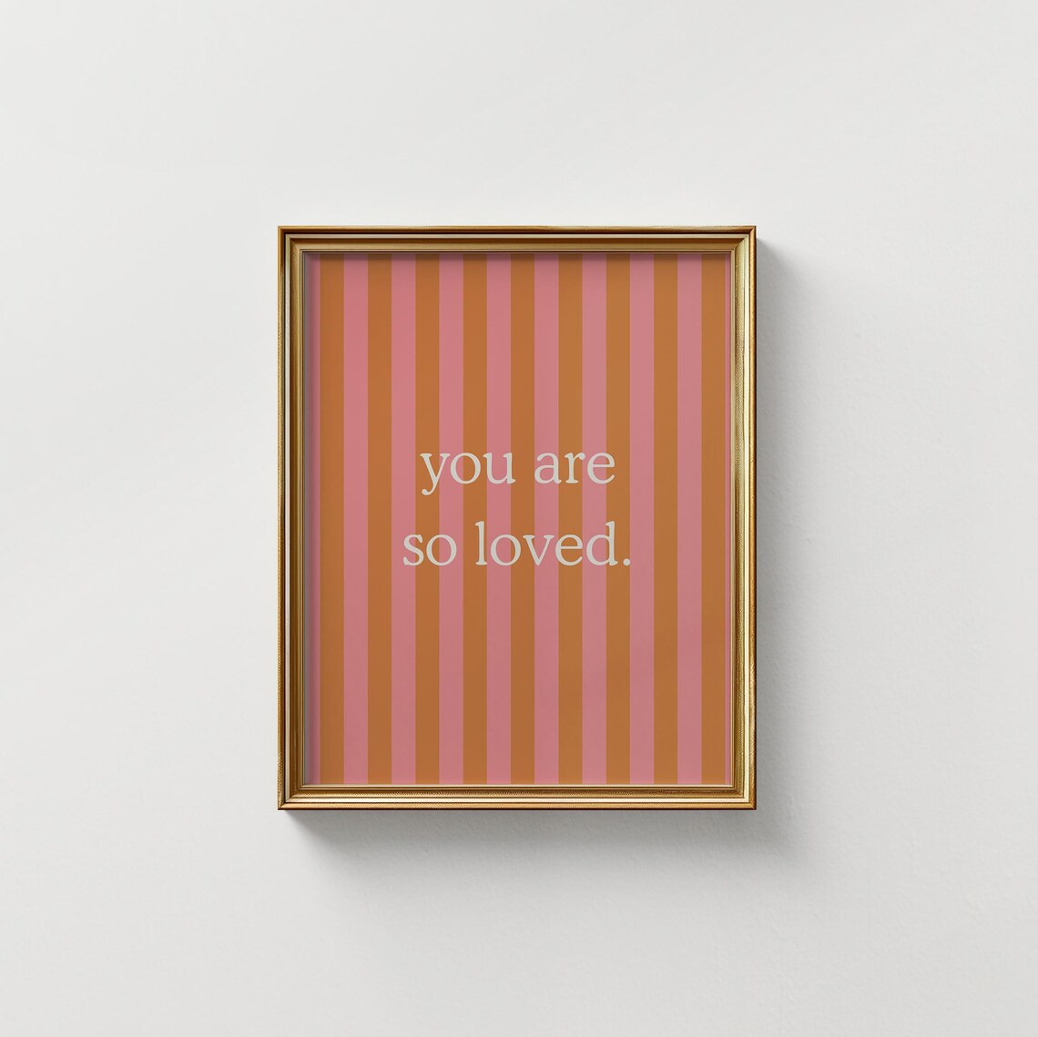 Pink Orange Striped You Are So Loved Quote Poster Nursery Gift - Image 4