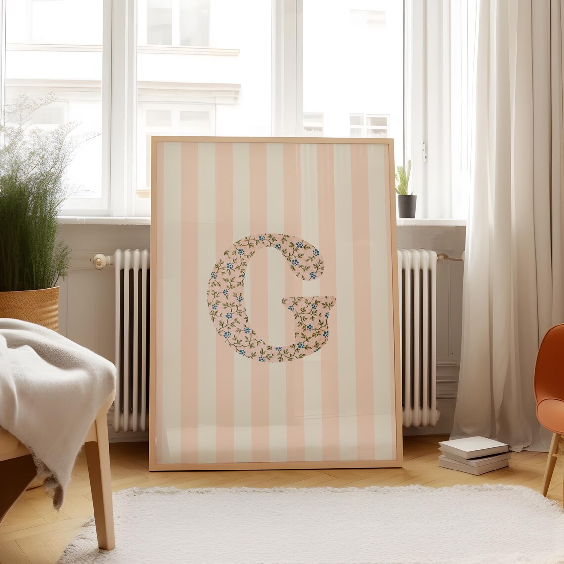 G Initial Floral Letter Watercolor Art Print - Image 5