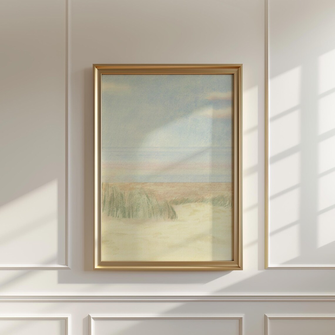 Pastel Sandy Beach Dunes Watercolor Abstract Coastal Wall Art Print - Image 5
