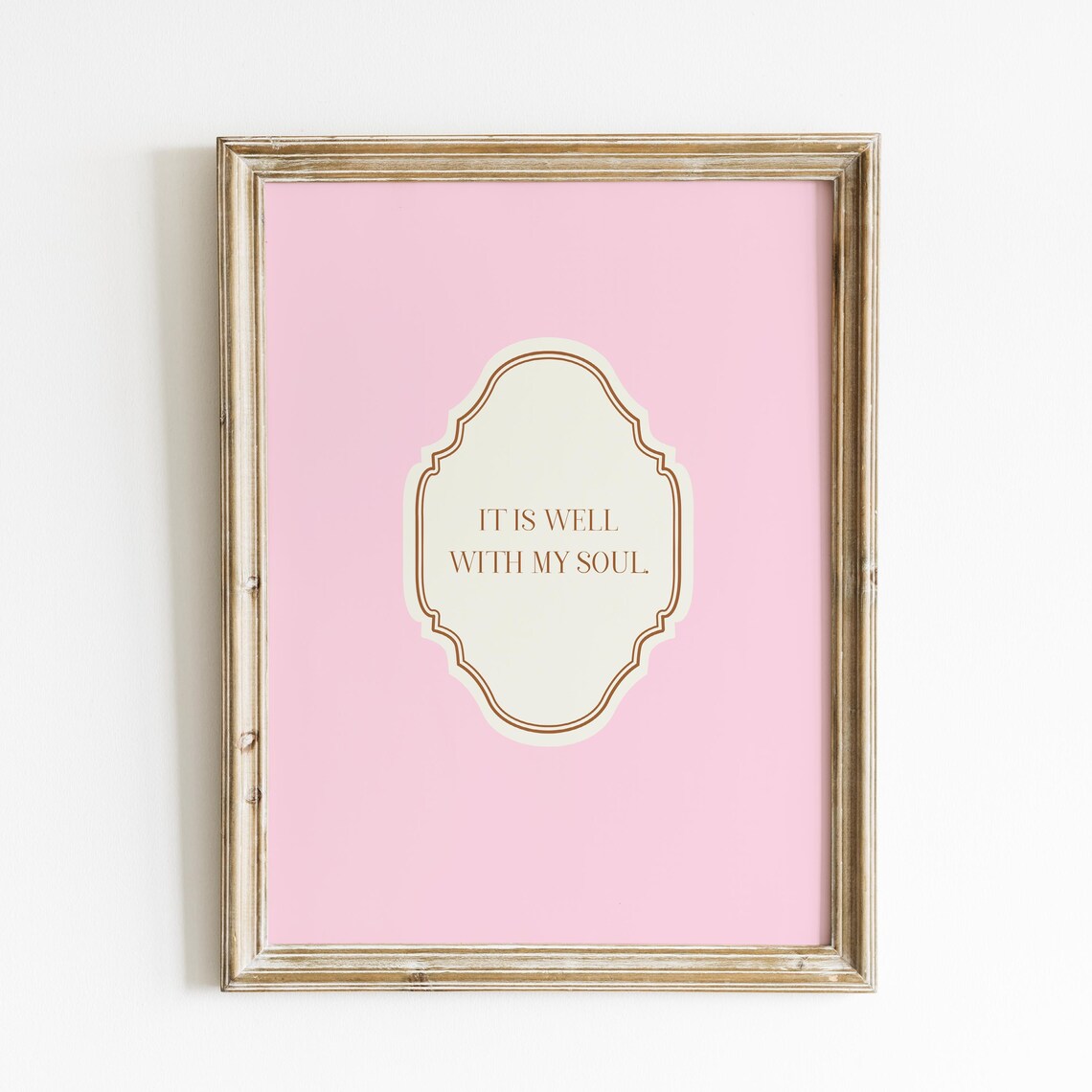 It Is Well With My Soul Pink Ornate Vertical Nursery Quote Wall Art