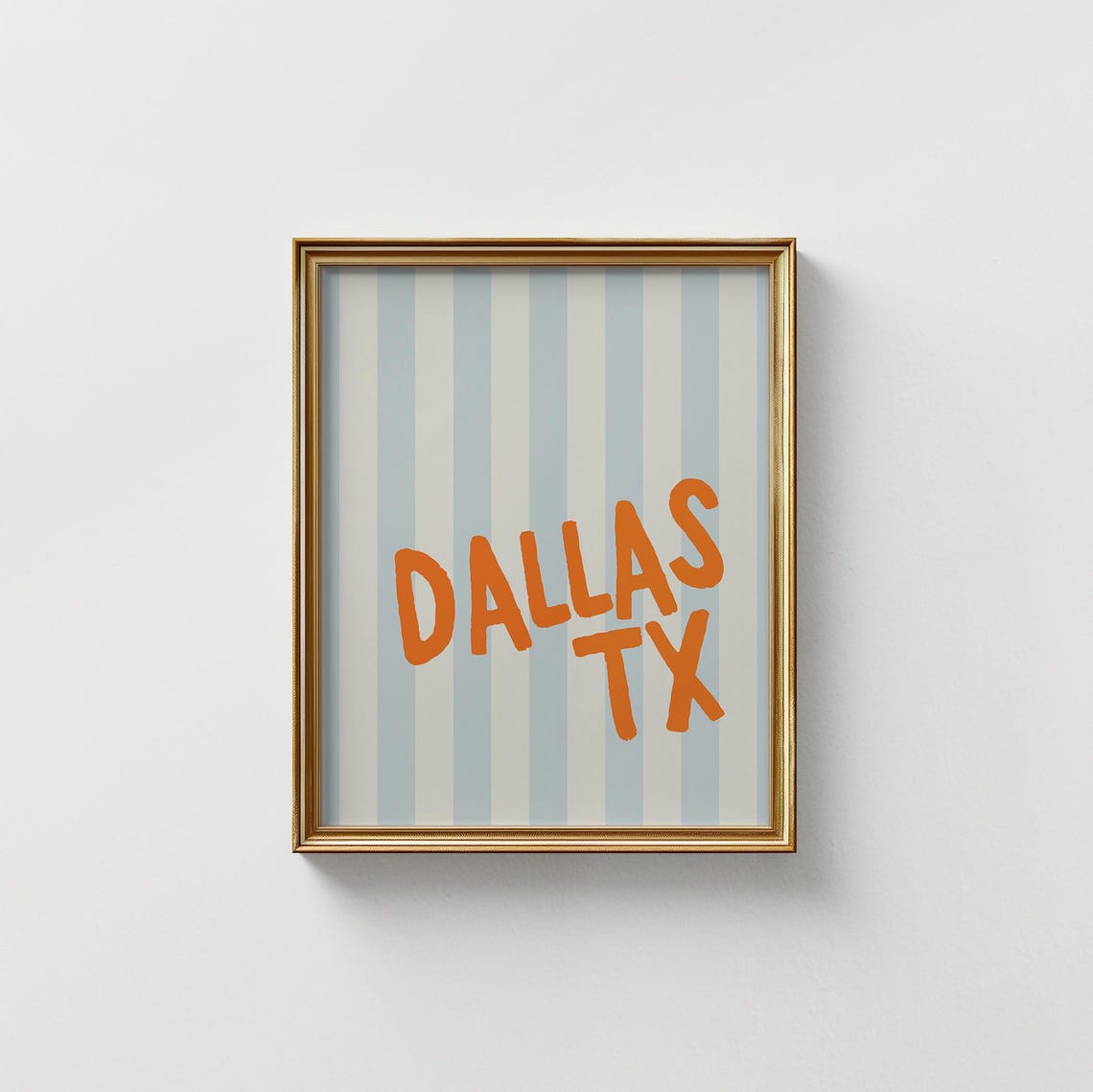 Dallas Texas Orange Hand Lettered Striped Vertical City Name Poster - Image 4