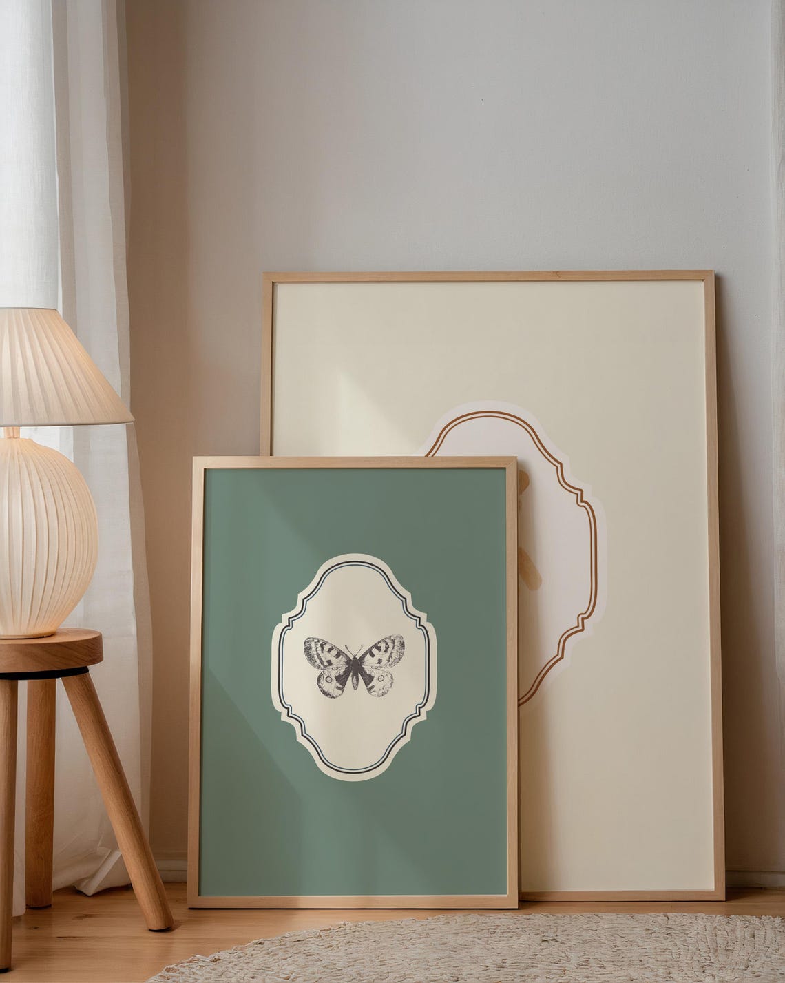 Sage Green Vertical Butterfly Illustration Print Wall Art Trendy Decor Nursery Decor Vintage - Image 4