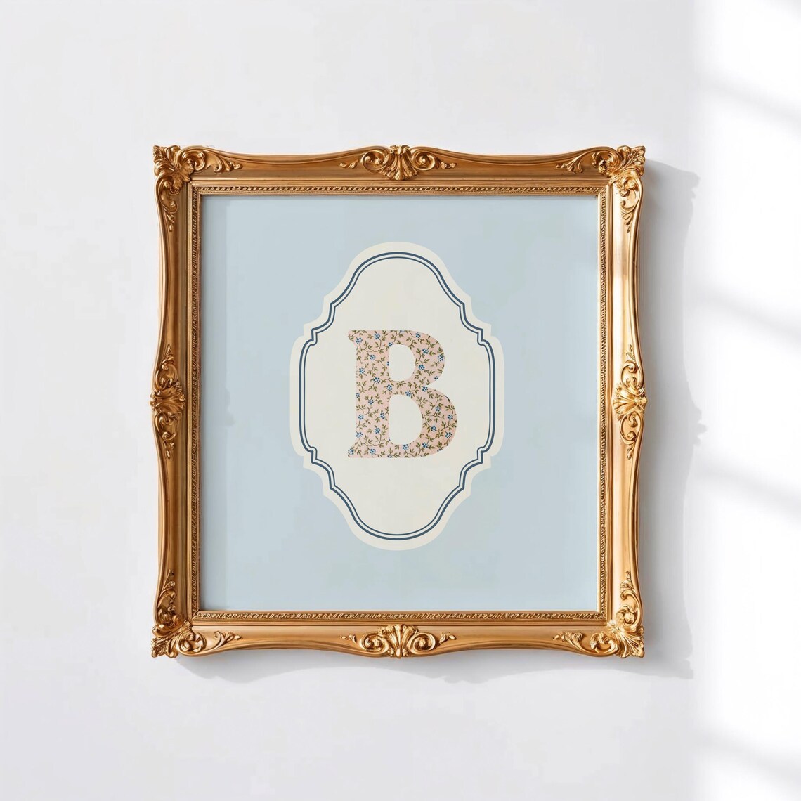 B Square Initial - Watercolor Personalized Print