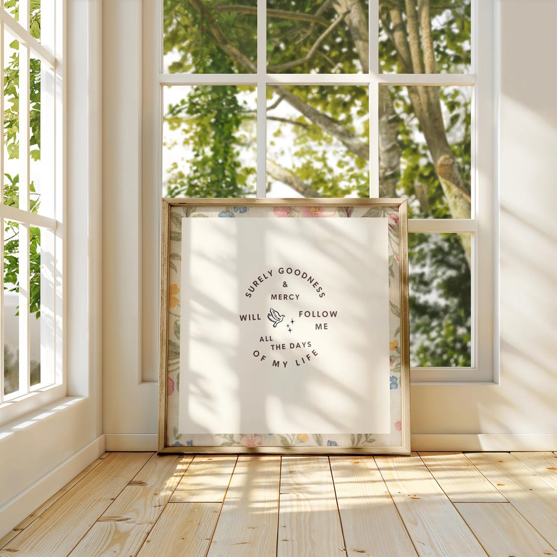 Surely Goodness and Mercy Scripture Verse Poster With Dove Art - Image 2