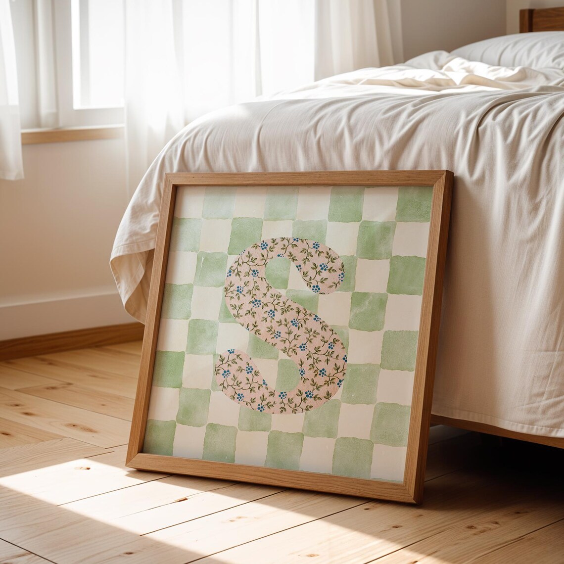 S Square Initial - Watercolor Personalized Print - Image 3