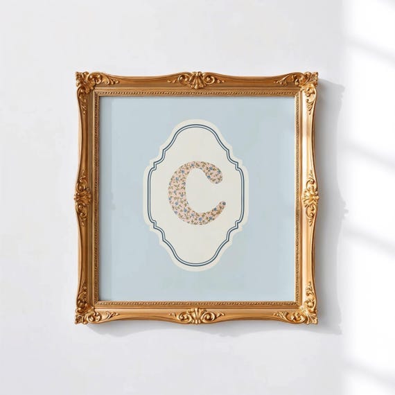 C Square Initial Personalized Watercolor Gift