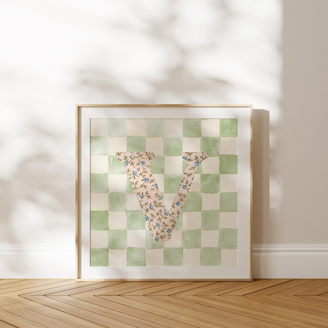 V Square Initial Personalized Gift, Watercolor - Image 4