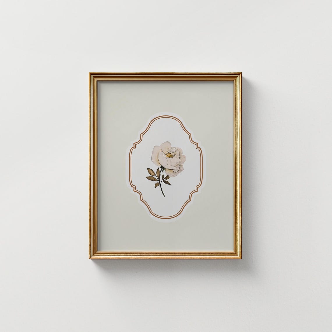 White Rose Vintage Botanical Copper Frame Wall Art Print Poster - Image 5