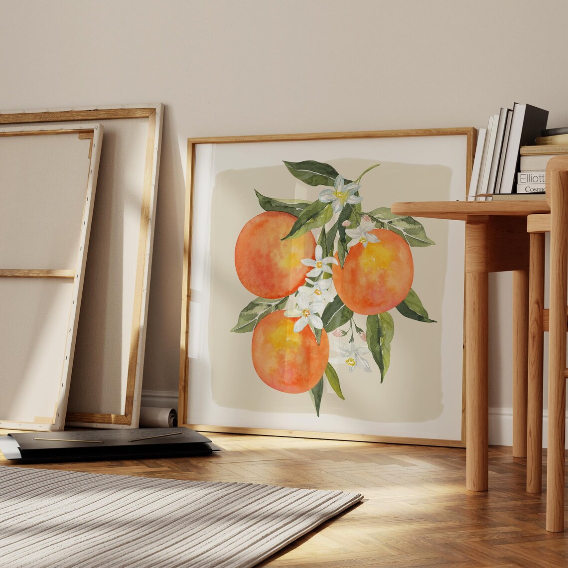 Orange Citrus Branch Blossom Watercolor Botanical Wall Art Print - Image 3