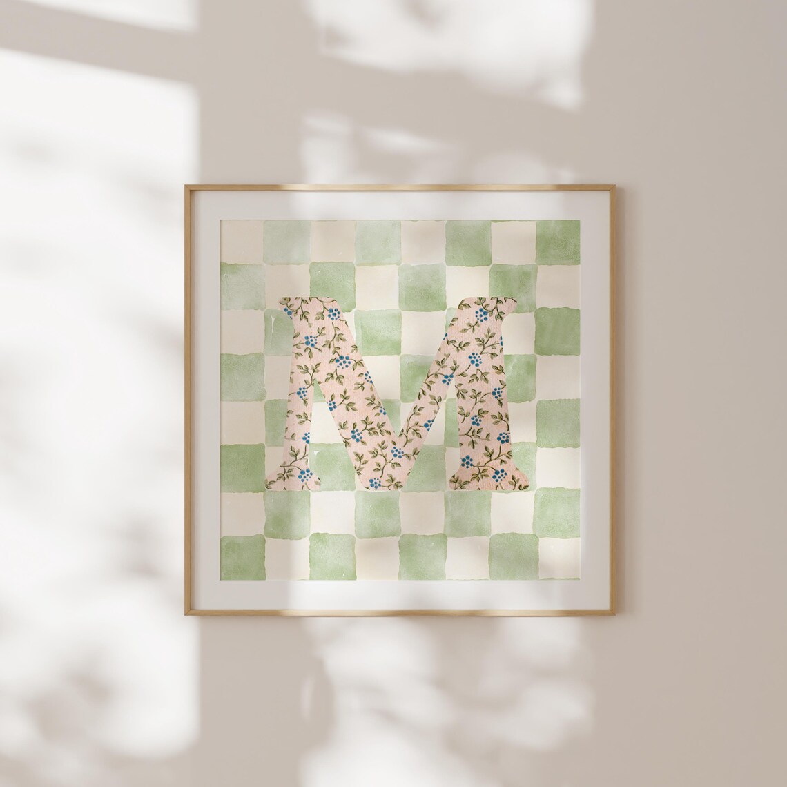 M Square Initial, Personalized Watercolor Gift Print - Image 2