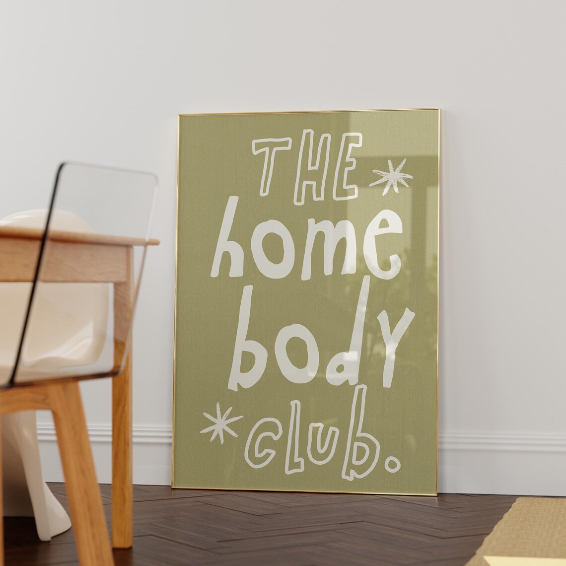 The Homebody Club Olive Green Quote Typography Fun Wall Art Poster - Image 5