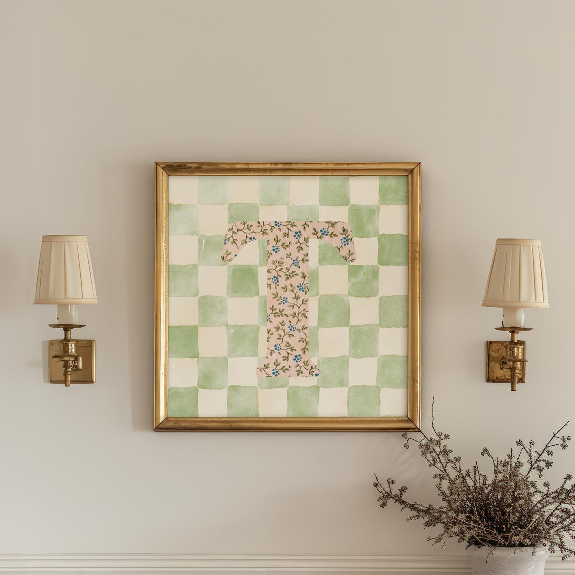 T Square Initial Print Personalized Gift Watercolor Art Gift Idea Art Print Print - Image 3