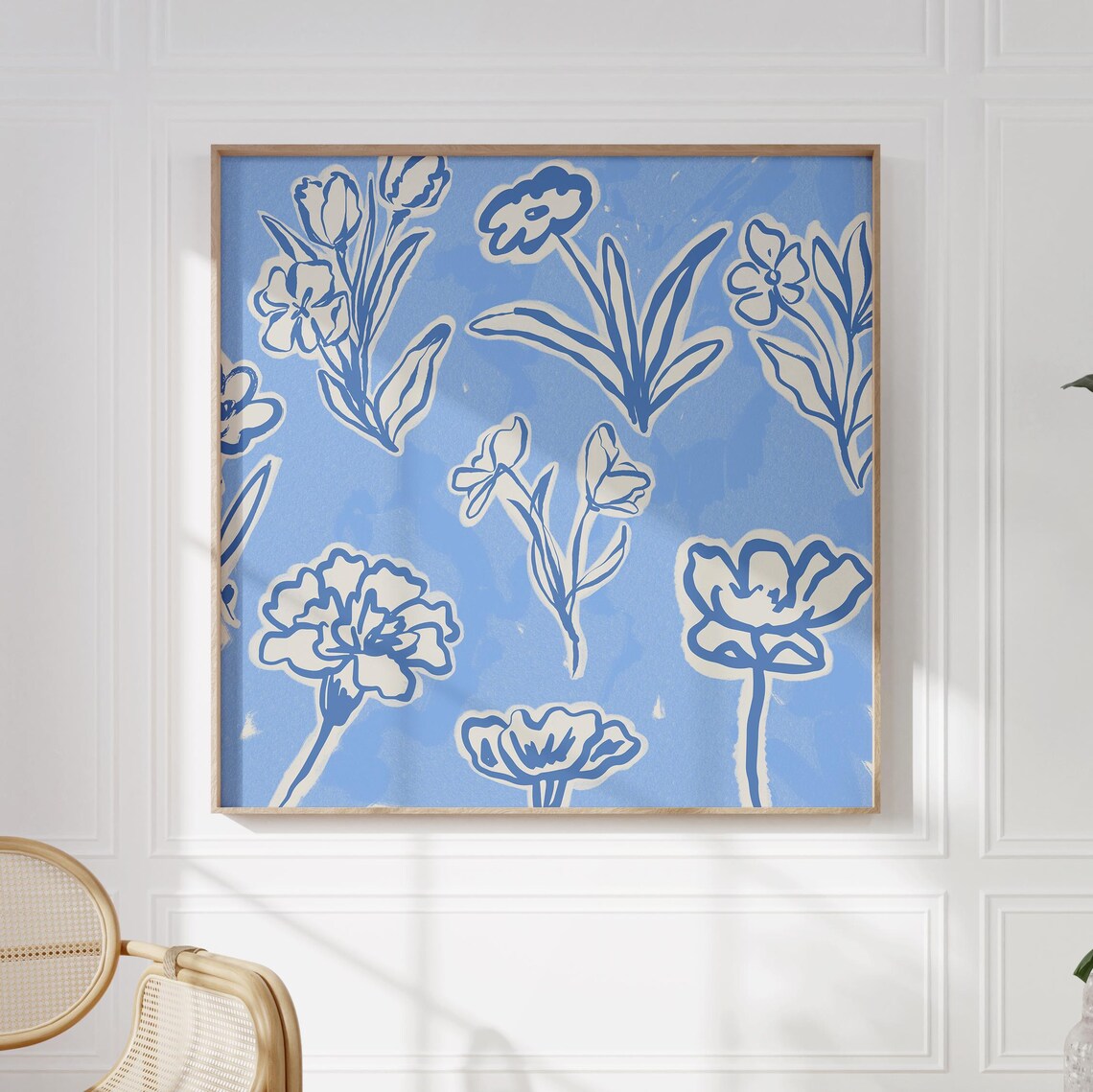 Blue Abstract Delilah Square Art Print, Trendy Decor