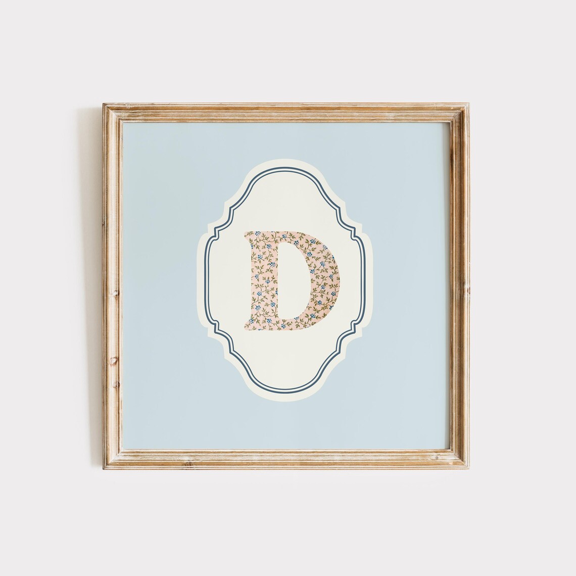 D Square Initial Personalized Watercolor Art Print - Image 3