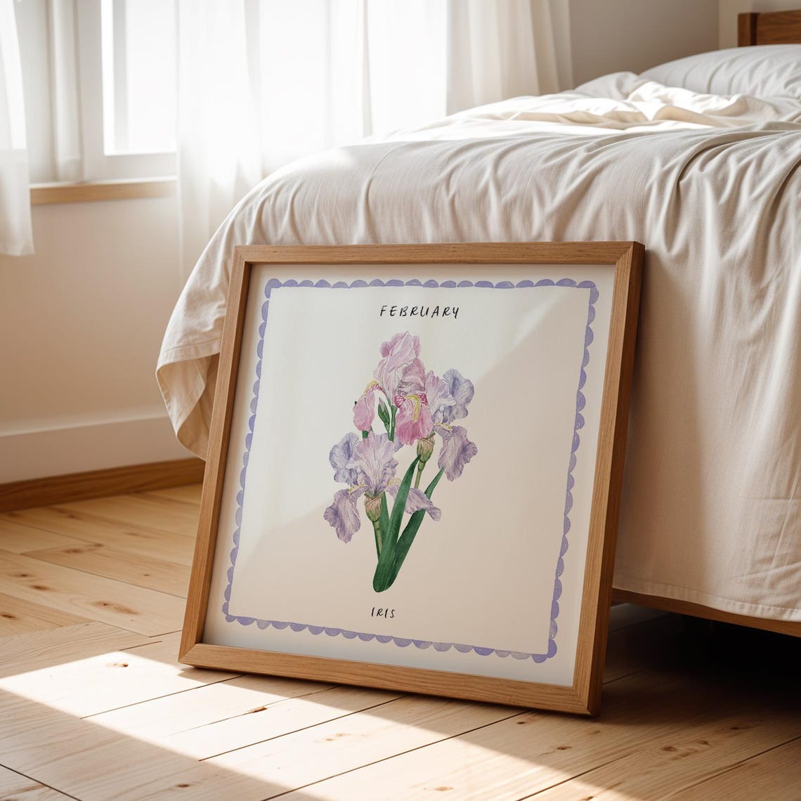 February Iris Birth Flower Watercolor Botanical Wall Art Print - Image 3