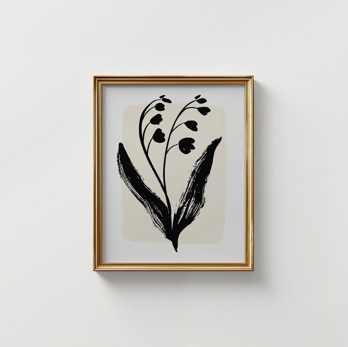 Black Ink Lily Of The Valley Botanical Abstract Wall Art Print - Image 4