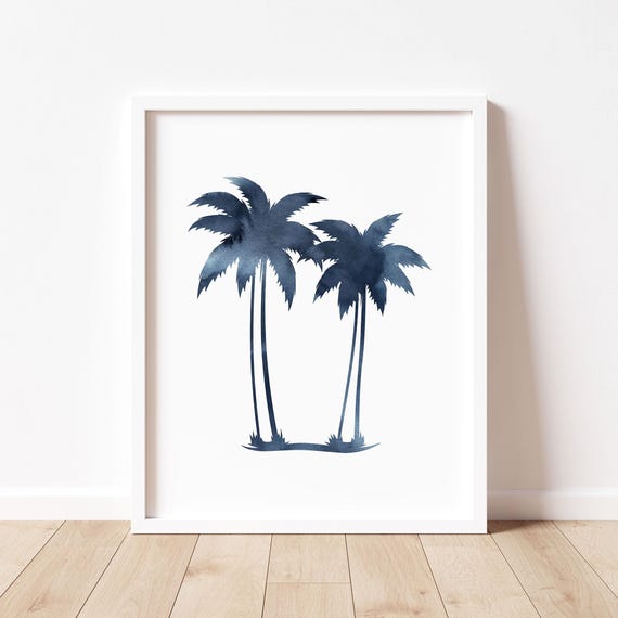 Watercolor Palm Trees Wall Art Palm Tree Poster Baby Boy Surf Poster Girls Beach Tropical Nursery Decor Kids Hawaii Poster