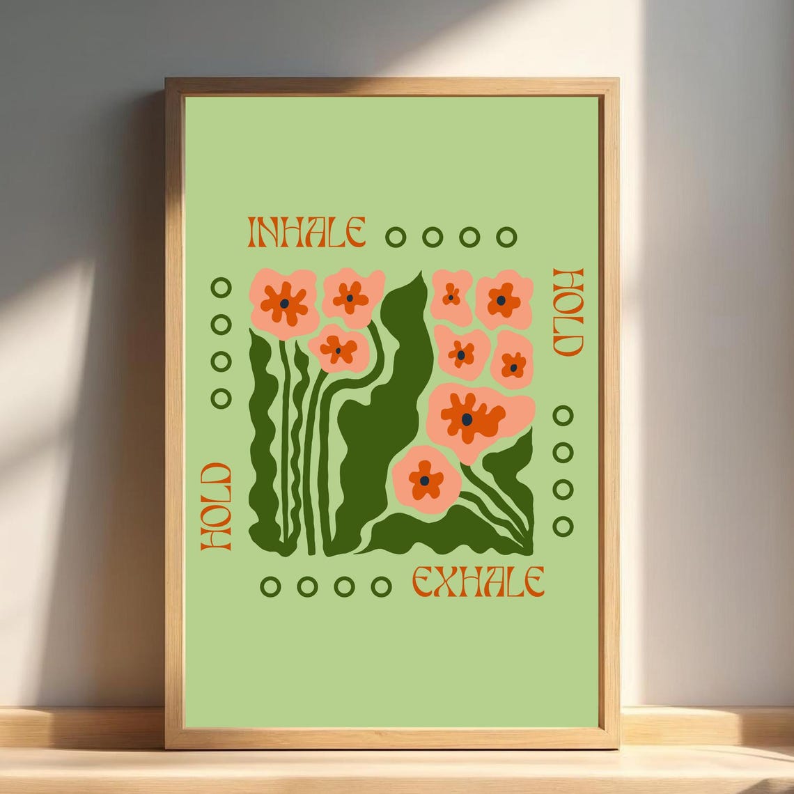 Box Breathing Floral Anxiety Relief Poster for Therapist Office Decor