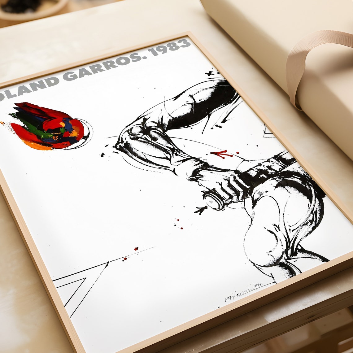 Roland Garros 1983 Print Tennis Poster Roland Garros Poster Sports Wall Art Tennis Print Mid Century Modern Print - Image 2