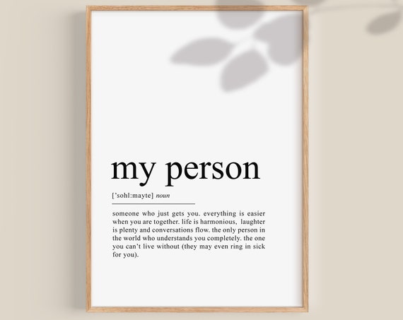 My Person Definition Art Print, Soulmate Gift