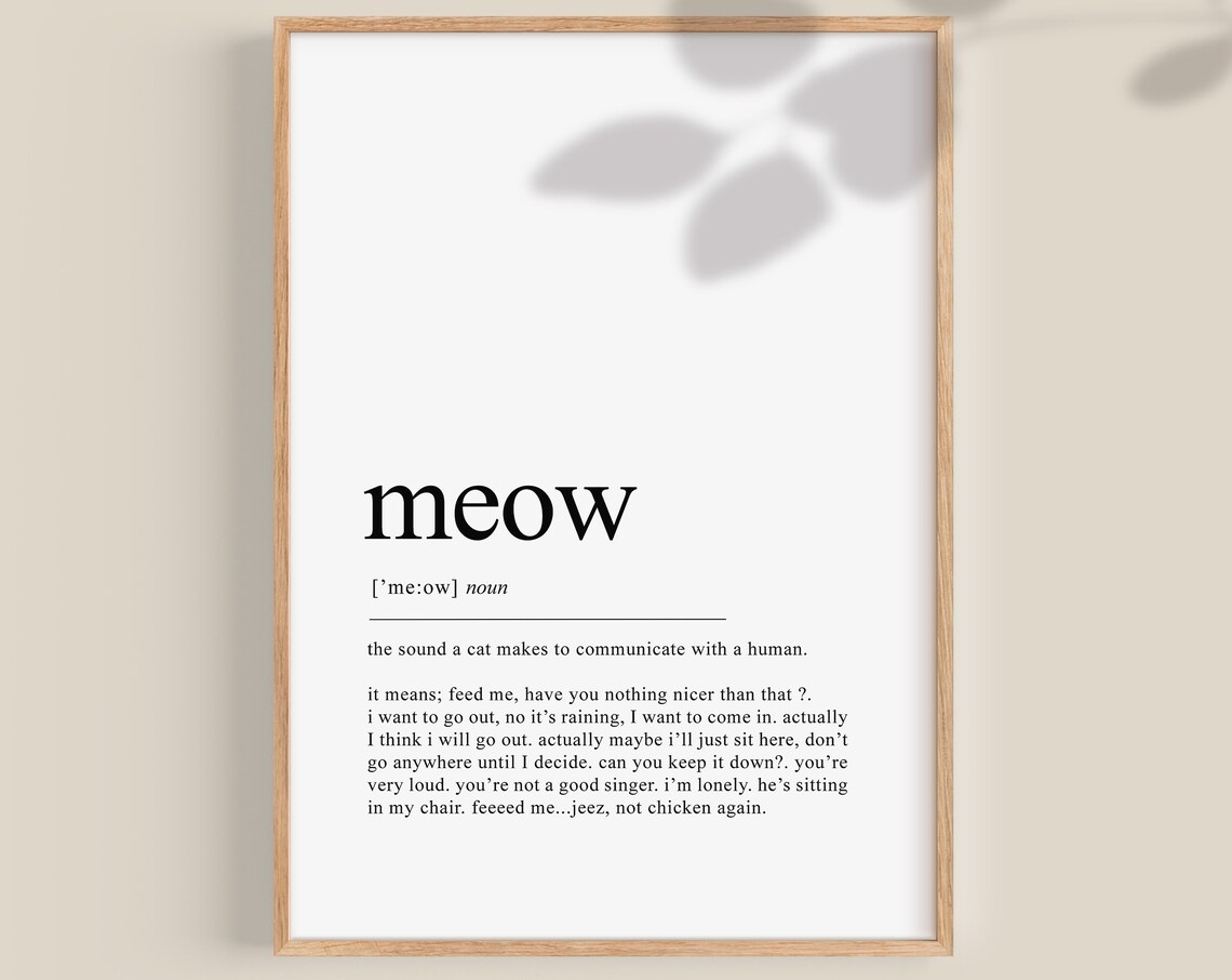 Meow Definition Cat Lover Gift Art Print