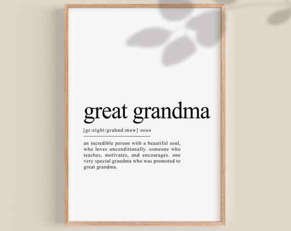 Great Grandma Definition Typography Art Print