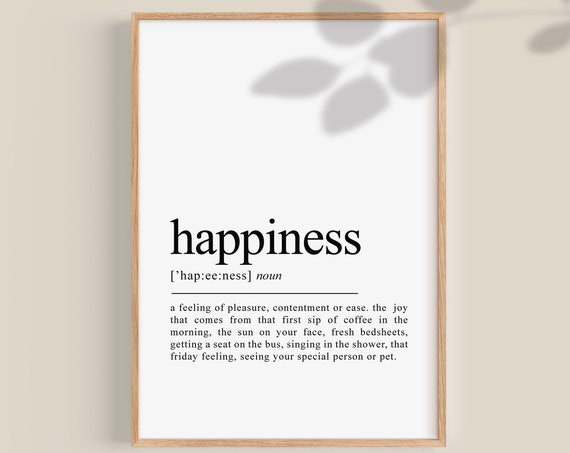 Happiness Wall Decor Happiness Definition Dictionary Art Wall Art Inspirational Quotes Wedding Gift