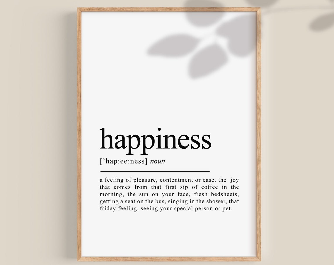 Happiness Wall Decor Happiness Definition Dictionary Art Wall Art Inspirational Quotes Wedding Gift