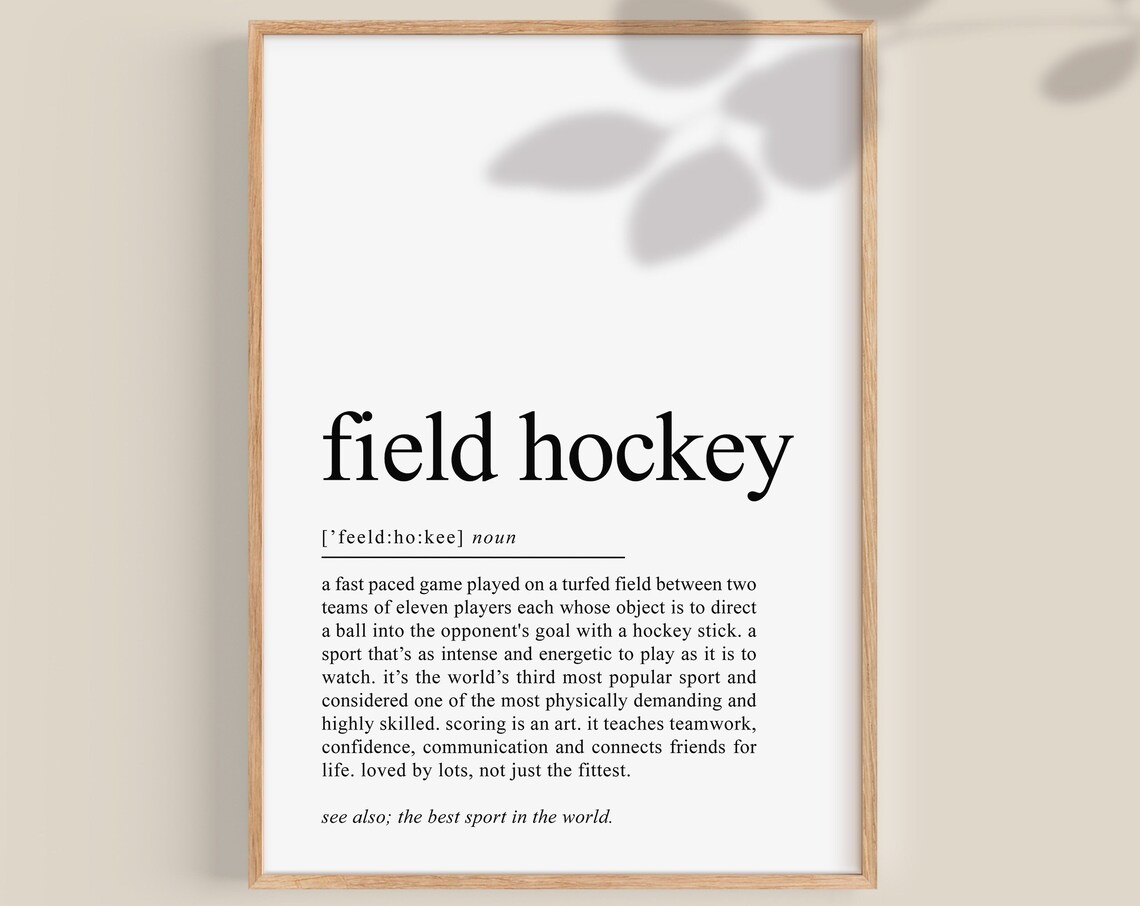 Field Hockey Definition Print, Hockey Team Gift