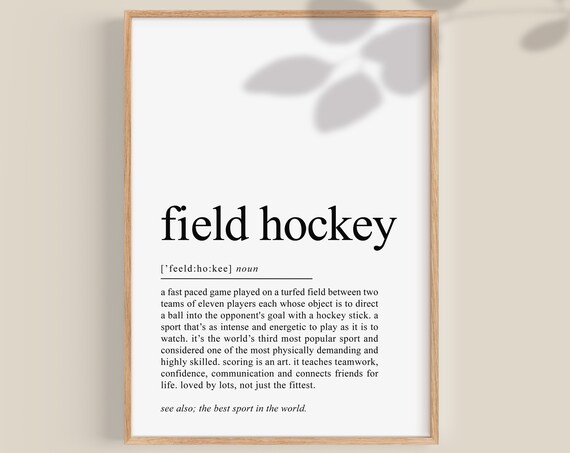 Field Hockey Definition Print, Hockey Team Gift