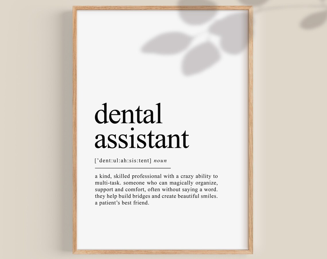 Dental Assistant Definition Art Print, Gift for Graduation